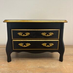 Vintage Mid Century Toyo Music Wooden Jewelry Box, Green Velvet -VIDEO